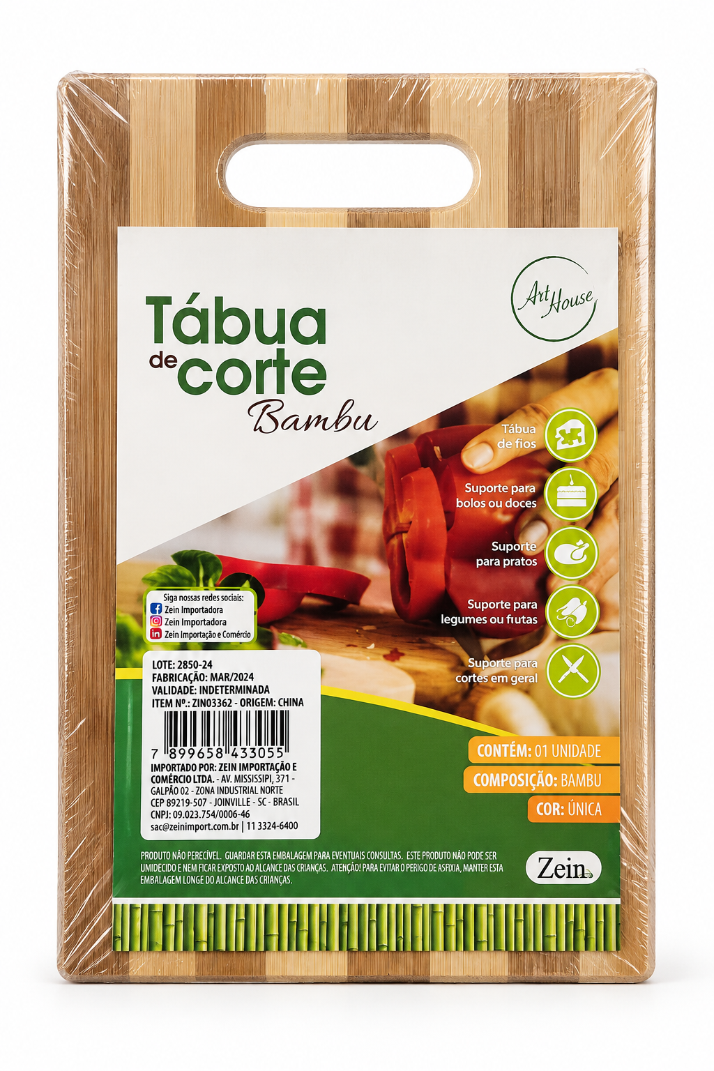 Tábua de Corte de Bambu Art House Pequena