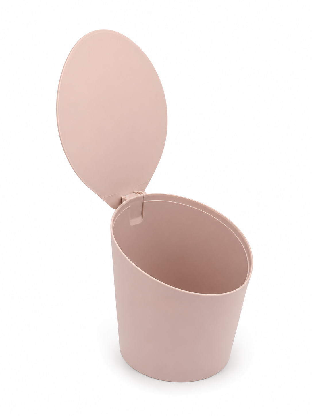 Lixeira de mesa rosa 1,5 litros aberta com tampa