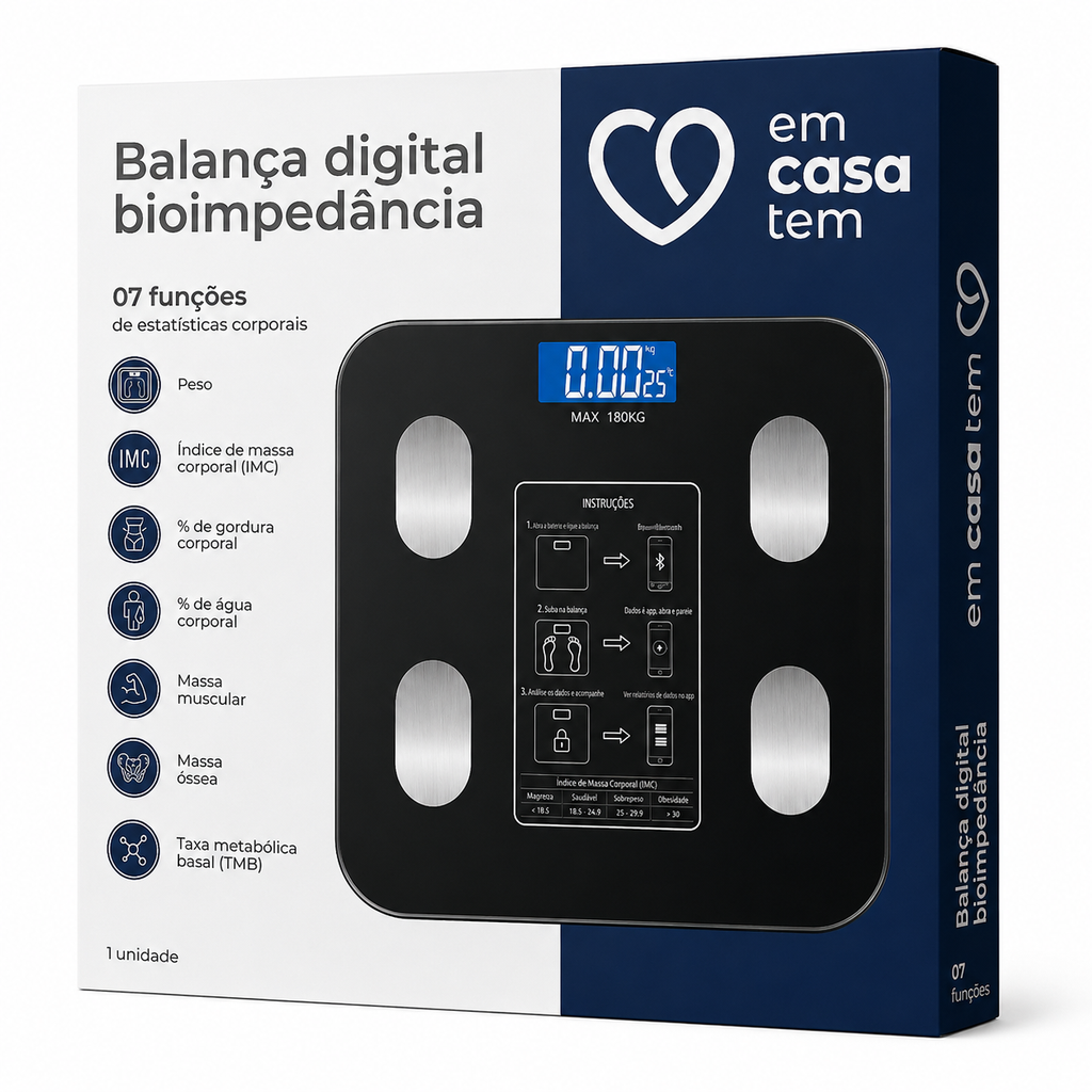 Balança Digital Bioimpedância 7 Funções Em Casa Tem