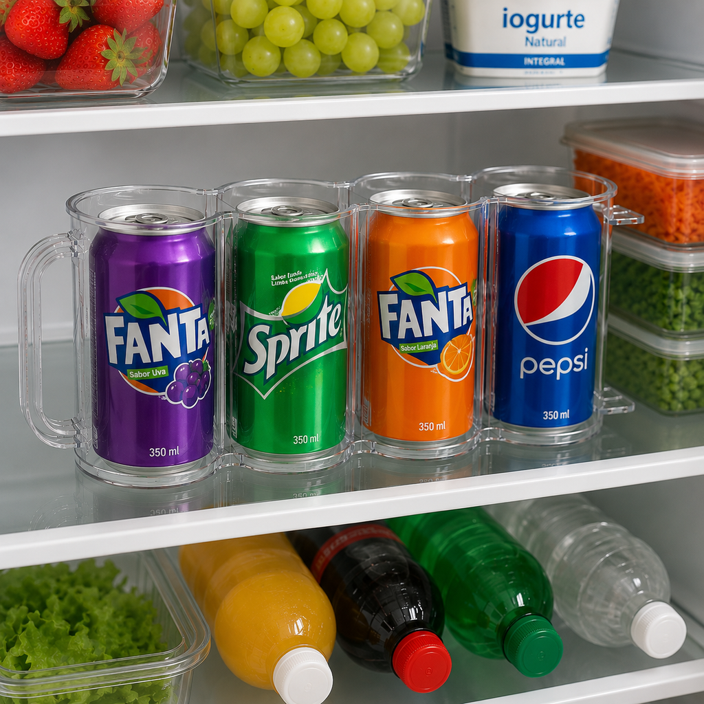 Suporte Organizador de Latas para Geladeira – 4 Latas