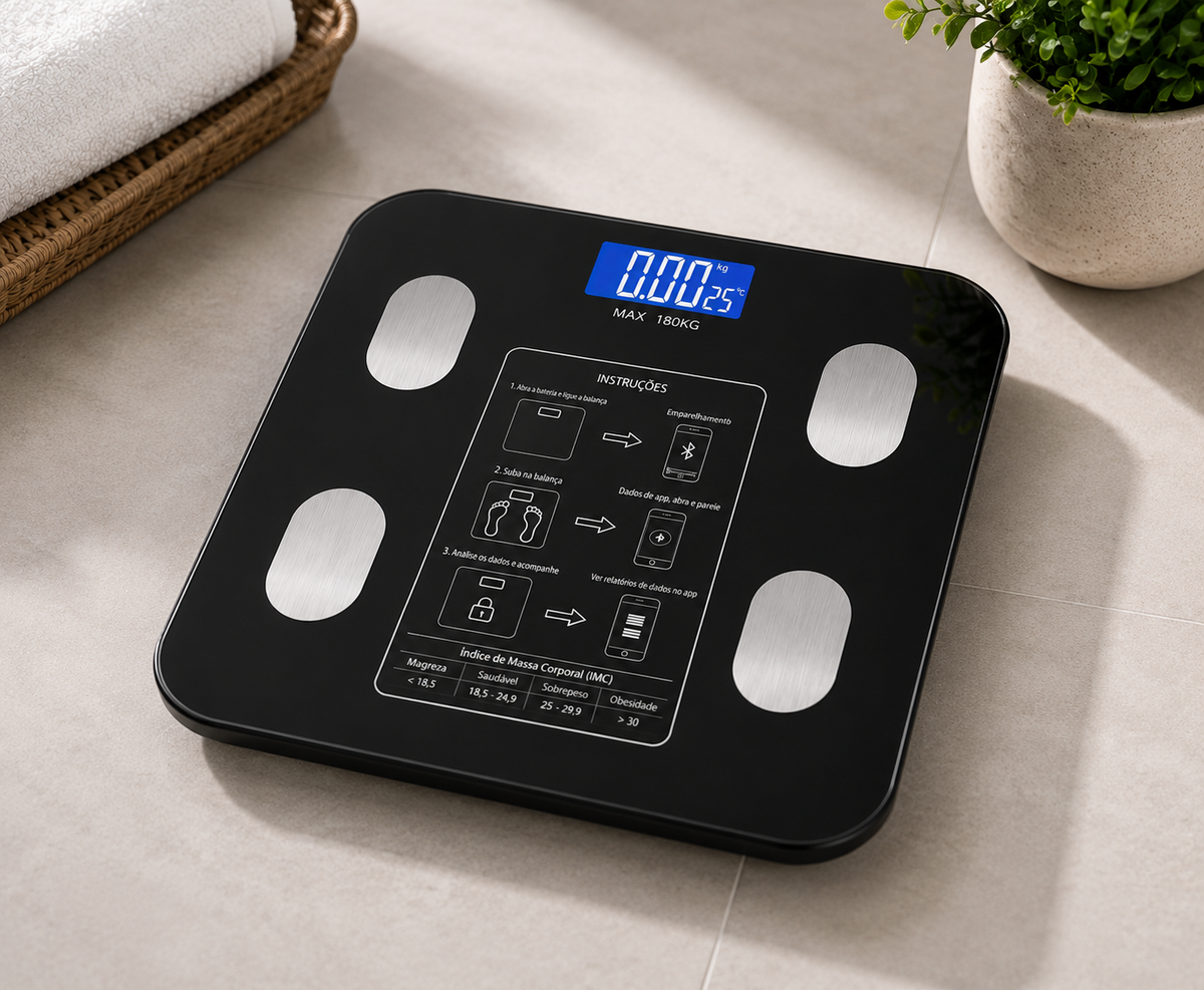 Balança Digital Bioimpedância 7 Funções Em Casa Tem