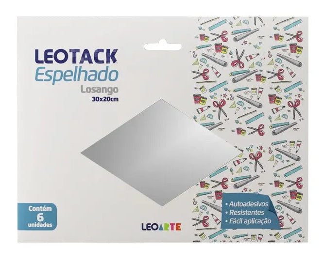 Espelho Adesivo Losango LEOTACK 30x20cm – Kit com 6 Unidades